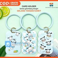 Baru, (N005) ID Card Holder Bentuk Gelombang dengan Gelang Tangan Bahan Karet / Nametag Isi 2 Kartu 