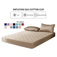 New Luxury Silk Washed Cotton Bedsheet Cover Soft Mattress Protector Premium Thicken Breathable Bed Sheet Pure Color Bedspread Single/Queen/King Size