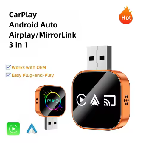 3 in 1 Carplay Adapter Wireless Android Auto AIBox for OEM Wired Carplay Screen Support Original MIC