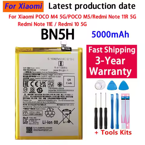 Fast Shipping BN5H Battery For Xiaomi POCO M4 5G/POCO M5/REDMI NOTE 11R 5G/REDMI NOTE 11E/REDMI 10 5