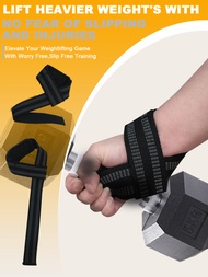 1對條紋防滑減震拉力協助帶,適用於硬舉、握力鍛練、舉重啞鈴和運動手腕支撐包
