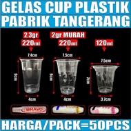 Gelas Plastik Aqua 220Ml / 120Ml Per Pack Cup Jasuke Coffe Tahan Panas