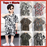2pcs Set Fashion Hawaiian Outfit Clothes for Kids Boy Terno 1 2 3 4 5 6 7 8 9 10 Year Old Summer Out