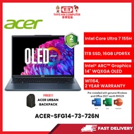 ACER-SFG14-73-726N-INTELCOREULTRA7-155H,BLUE-16GBR5,1TBSSD,INTELARC,14"OLED.W1164,2YRS,H&S