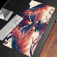 Oriental Chinese Colorful Phoenix Gaming Desk Pad, RGB Gaming Mouse Pad,LED Light Gaming Desk Mat,Desk Setup,Mousepads XXL,Play Keyboard Mat