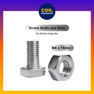 COIL Screw Bolts and Nuts for Slotted Angle Bar (M8 x 16mm)/ Skru Rak Besi Lubang