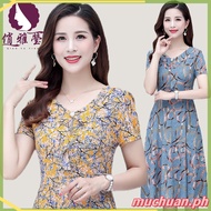 Plus size dress for woman casual formal dress filipiniana dress Mother Wear Summer Dress 20 New Style Middle-Aged Elderl