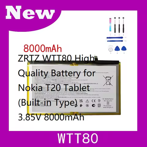 ZRTZ WTT80 High-Quality Battery for Nokia T20 Tablet (Built-in Type) 3.85V 8000mAh