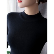 sweater woman Half-turtleneck Slim-fit Black Undershirt Sweater