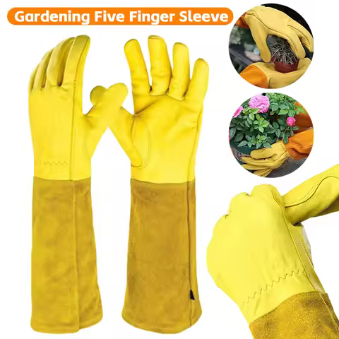 1 Pair Long Thorn Proof Gardening Gloves Breathable Leather Floral Gauntlet Labor Protection Long El