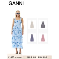GANNI Women's Printed Ruffle Sling Cake Dress F7636393