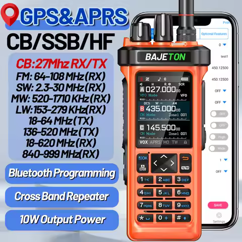 BAJETON BJ-9000 Walkie Talkie GPS APRS 10W CB/SSB/HF Bluetooth Programming NOAA Long Range For RT-95