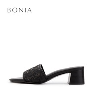 Bonia Black Lean Heeled Sandals | Kasut Sandal