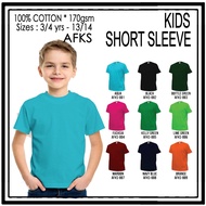 🔥HOT SALE🔥KID'S 100% cotton plain t-shirt (Aqua)/T-SHIRT KOSONG