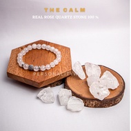 Gelang Batu Kristal Rose Quartz Pink Merah Muda Pria Wanita Cowok Cewek Keren Dewasa ASLI Akik Alam