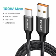 UGREEN 100W 6A Nylon Braided Type C Cable Supercharge USB Type-C Cable for Huawei P60/P50/P40/P30 Pr
