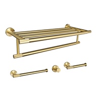 ‖ Broken Moondust ‖  Golden Towel Rack Towel Bar Ring Brushed Gold Hardware Set Robe Coat Hook Toilet Tissue Paper Holder Bathroom Accessories Kit