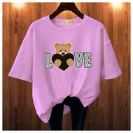 GET FASHION - BAJU KAOS ATASAN WANITA KOREAN STYLE BAJU KAOS IMPORT BEAR LOVE BLUS JUMBO OVERSIZE BI