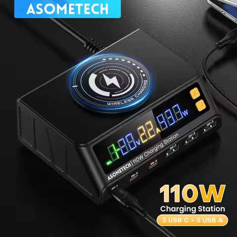 110W Multi-Port USB C Fast Charger With 3A3C Digital Display PD3.0 QC3.0 Quick Charge For iPhone 17 