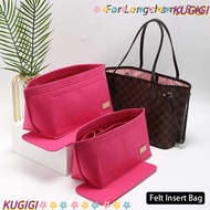 KUGIGI 1Pcs Insert Bag, Storage Bags with Bottom Linner Bag, Portable Felt with Zipper Multi-Pocket Bag Organizer for Longchamp Bag
