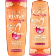 L'Oreal Paris Elvive Dream Lengths Shampoo and Conditioner Set for Long Hair, Nourishing & Strengthe