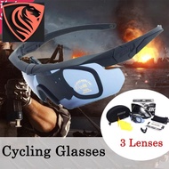 ESS Crossbow Tactical Cycling Sunglasses Goggles Airsoft Eyewear 3 Lenses Glasses