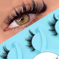 3 คู่ ขนตาปลอม Cat Eye, Fox Eye, Faux Mink ทรงสั้นธรรมชาติ สำหรับแต่งหน้า (LX01)