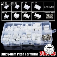 BSUNSTORE 230Pcs Pin Connector, Housing Kit 2p 3p 4p 5pin 2.54mm Pitch Terminal, XH2.54 4 Value Male
