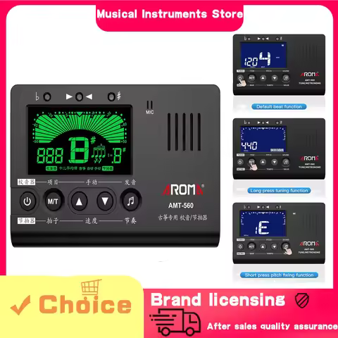 AROMA Metronome Tuner Electric Tuner Built-in Microphone Equipped with A 6.3mm Pickup Cable Suitable