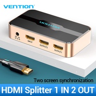 【COD】Vention HDMI Splitter 1x2 4k 3D Splitter HDMI Switch Adapter 1 In 2 Out spliter With Power Supply Metal Type For Xbox Amplifier HDCP hdmi switcher