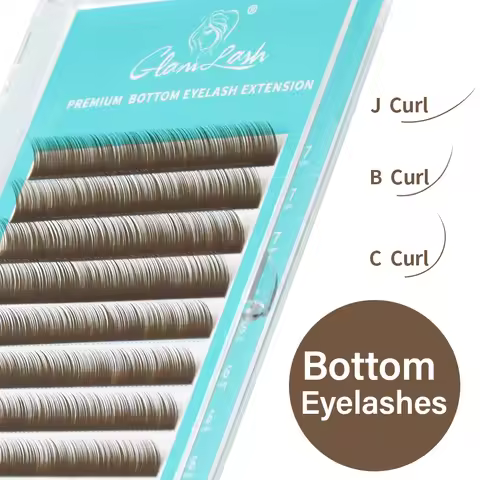 GLAMLASH Bottom Brown Lower Lashes 567mm Short Synthetic Mink Individual Eyelash Extension Lower Eye