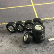 80pcs(20sets) 12.6mm 1/64 Mini Alloy Truck Wheels with Rubber Tires Car 2022 Rims Tyres for Matchbox Domeka HW Model Cars