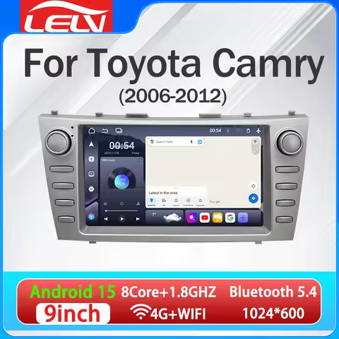 LELV 9inch Multimedia Player for Toyota Camry XV40 Aurion 2006-2012 with CarPlay Android Auto BT5.4