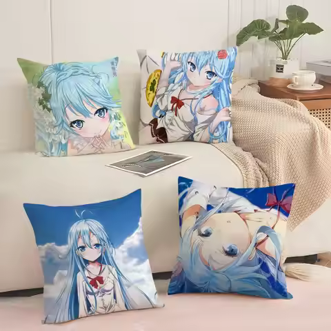 Denpa Onna to Seishun Otoko Pillow Case Silky Short Plush with Invisible Zipper Dustproof Sofa Cushi