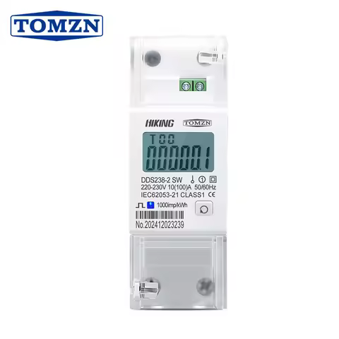 TOMZN 5(65)A 65A 220V 230V 60Hz 50Hz DDS238-2 Single Phase DIN Rail kWh Watt Hour DIN-Rail Energy Me