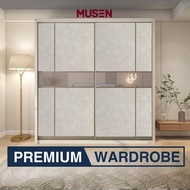 🔥SIAP PASANG🔥 MUSEN GREY Almari Baju/衣橱/Sliding wardrobe [Anti Jump] 5x8/6x8/8x8/ Grey Wardrobe