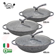 Uoiiy 32/36/40cm Granite Stone Non Stick Wok Cookware Kuali Batu / Kuali Wok