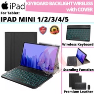 Ipad Mini 1 2 3 4 5 Book Cover Leather Flip Case Keyboard Backlit Backlight Wireless Keyboard Blueto