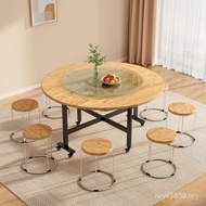 Foldable Round Table Dining Table Table Foldable Thickened Restaurant Table Solid Wood Three Solid W