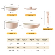 Redchef Nonstick Ceramic Rock Cookware Set Handle Removable (5/16Pcs) Non Toxic PFAS& PTFE& PFOA Fre