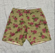 Uniqlo 滿版花朵休閒短褲 夏威夷 渡假 迷彩 海灘 反折