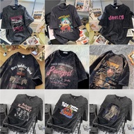 【100%Cotton】Unisex American retro butterfly series printed round neck cotton short-sleeved T-shirt r