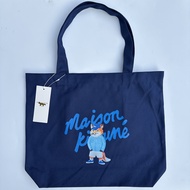 French Maison Kitsune Small Fox Canvas Bag Student Handbag Men And Women Large Capacity Single Shoul
