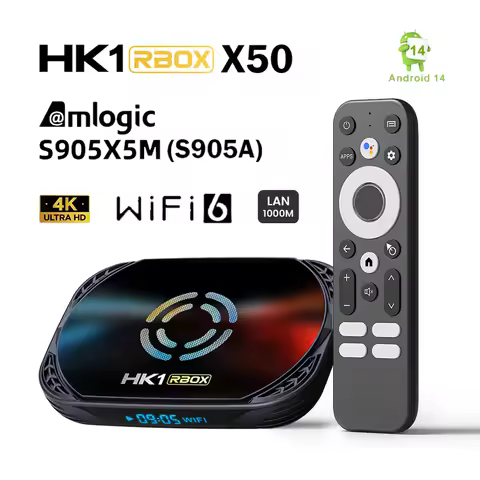 HK1 RBOX X50 TV BOX Android 14 Amlogic S905X5M(S905A) 4G128G 2.4G/5G Dual WIFI BT 1000M LAN AV1 4K M