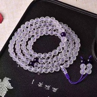 Mantra Matte Clear Quartz Crystal 108 Mala Beads 6/8/10mm 磨砂面白水晶经文108粒佛珠念珠