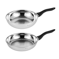 EDELKOCHEN 3PLY Stainless 304 IH Induction Fan Frypan Wok 2P Set