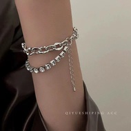 INS Style 2-layer Zircon Bracelet Hip Hop Advanced Layered Diamond Bracelets Jewelry