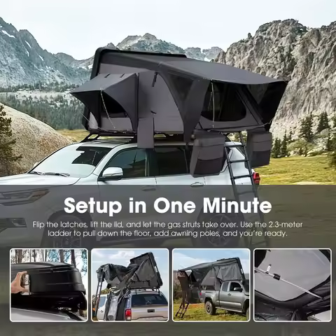KQX SAN HIMA 3-4 Person Rooftop Tent | 4x4 Offroad Camping Essential, Quick-Setup, Waterproof, Side-