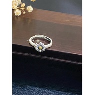 Chrysanthemum silver ring, S925 silver