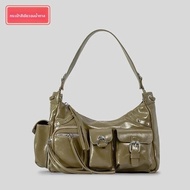 ความจุขนาดใหญ่ Multi-Pocket Y2K กระเป๋ารถจักรยานยนต์ผู้หญิงอินเทรนด์ใต้วงแขนไหล่เดี่ยวกระเป๋าสะพายข้